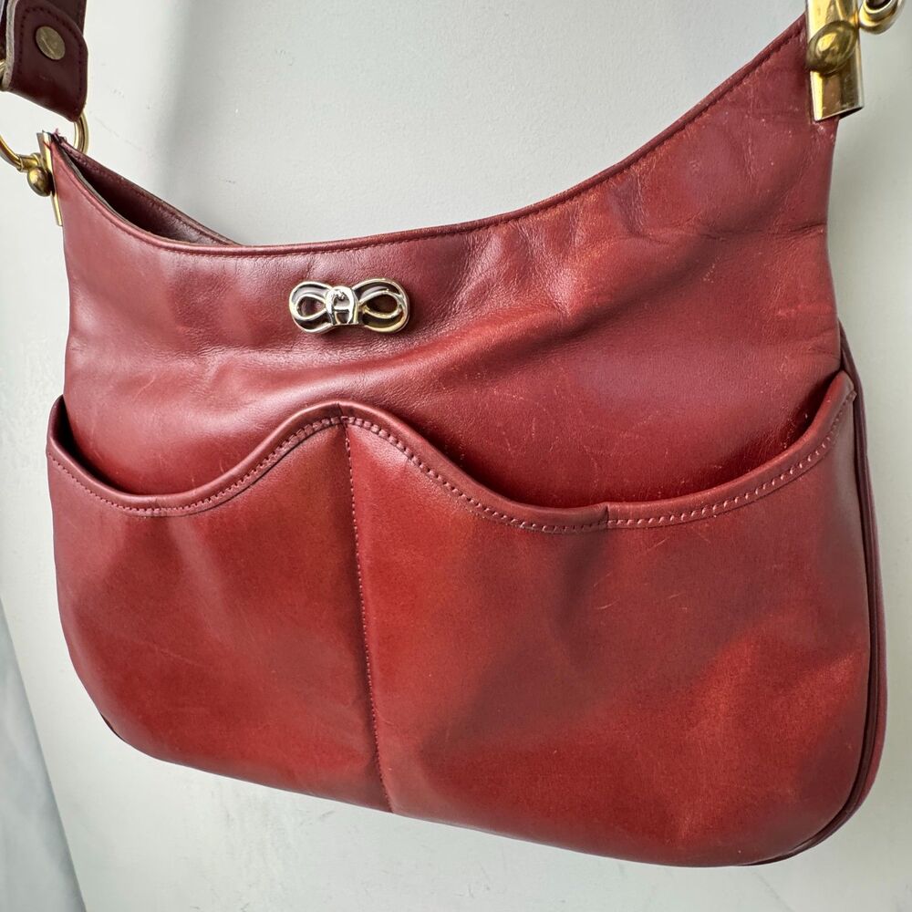 Vintage Etienne Aigner Leather Shoulder Bag – Oxblood, Brass Hardware